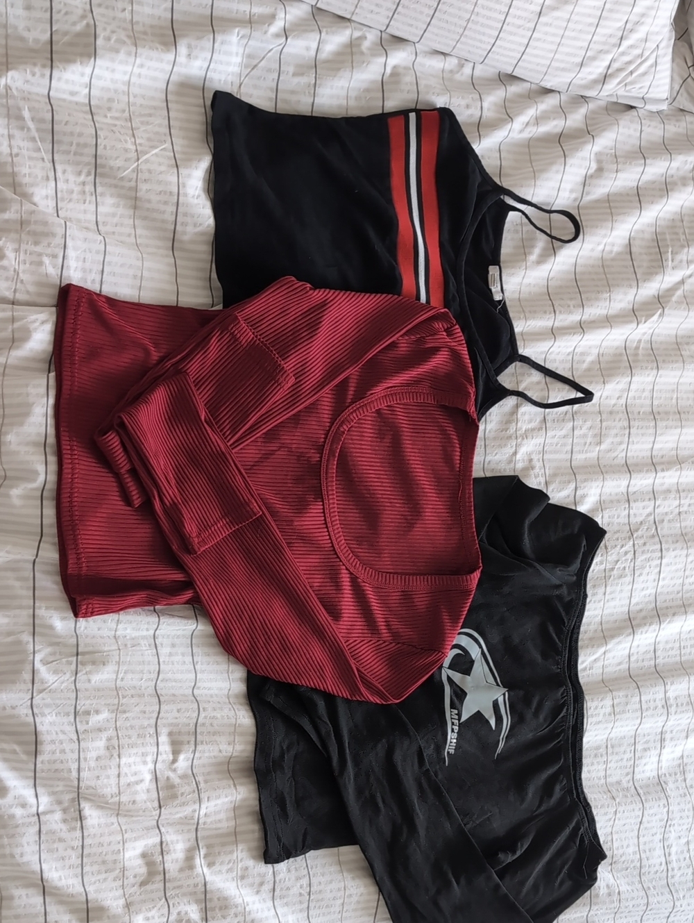3 Pack Ardene/Shein Tops - Striped Tank, Long Sleeve Scoop Top, Off-the-shoulder